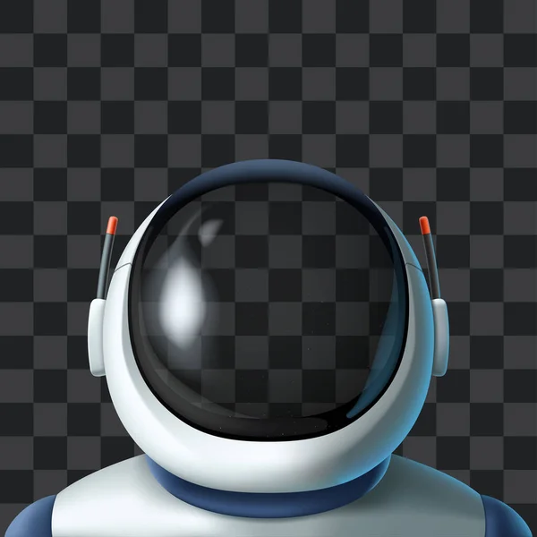 Astronauta realista casco transparente vista frontal aislado — Vector de stock