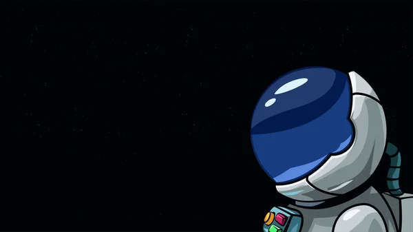 Illustration Der Seitenansicht Auf Astronautenkostüm Auf Dunklem Weltraum Hintergrund — Stockvektor