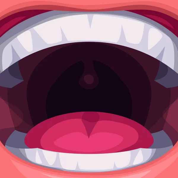 Illustration Cartoon Healthy Open Human Mouth Smooth Teeth Close View —  Vetores de Stock