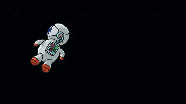 Illustrazione Astronauta Che Galleggia Lentamente Uno Spazio Profondo Buio — Vettoriale Stock