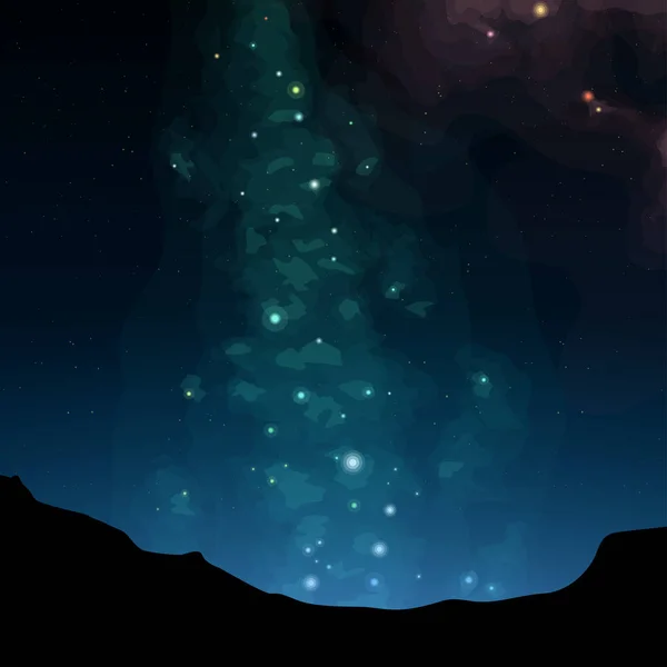 Illustration Bright Colorful Nebula Full Stars Deep Space View Some —  Vetores de Stock