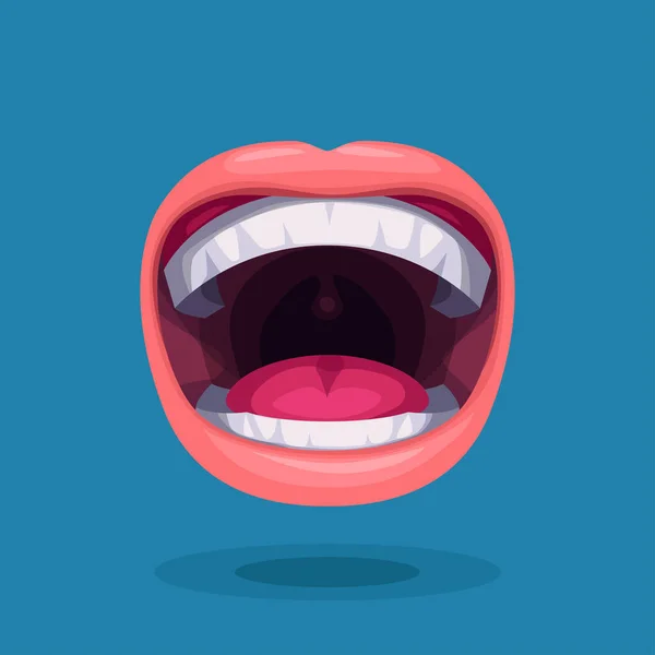 Illustration Healthy Human Open Mouth Smooth Teeth Oral Health Icon — Stockvektor