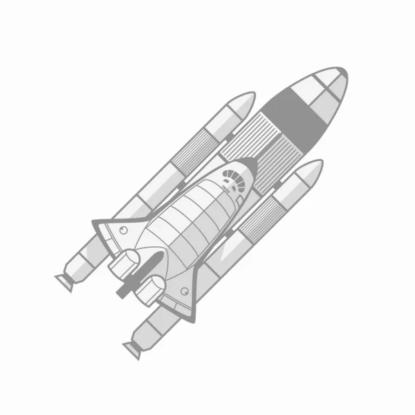 Illustration Flat White Color Space Shuttle Stroked Design Isolated White — Stockvektor