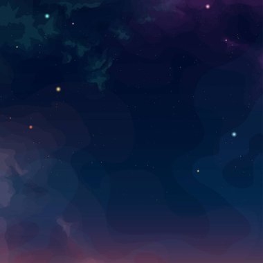 illustration of deep space with colorful clouds and some stars