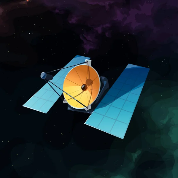 Illustration Space Telescope Deep Colorful Outer Space Observing — Vector de stock