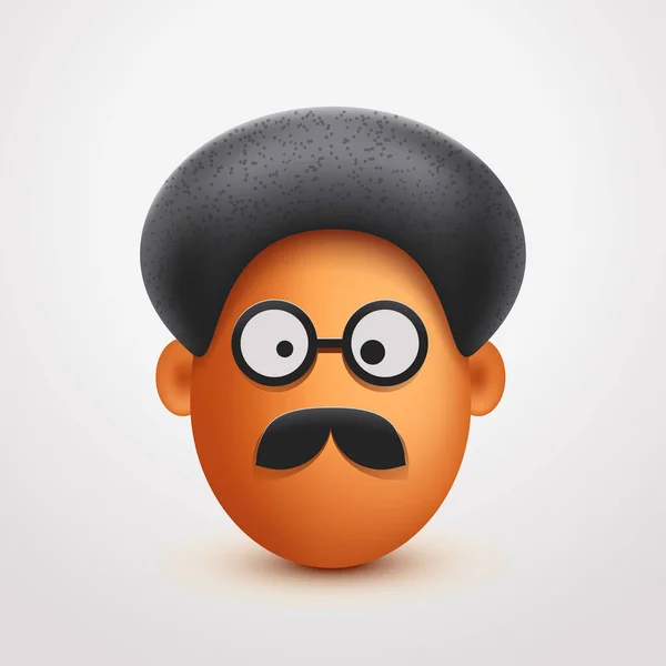 Illustration Cute Funny Egg Face Afro Haircut Isolated White Background — Image vectorielle