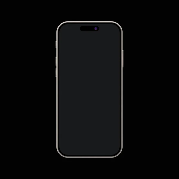 黒い画面のフロントビューを持つ新しい現実的なスマートフォンのイラスト — ストックベクタ