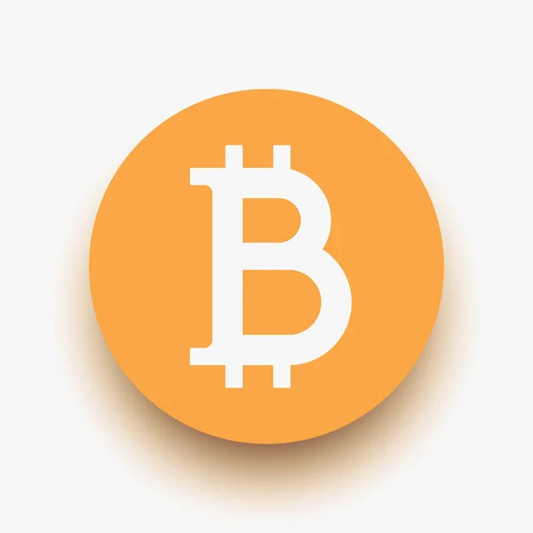 Illustrazione Vista Frontale Bitcoin Dorato Con Ombra Morbida Sfondo Bianco — Vettoriale Stock