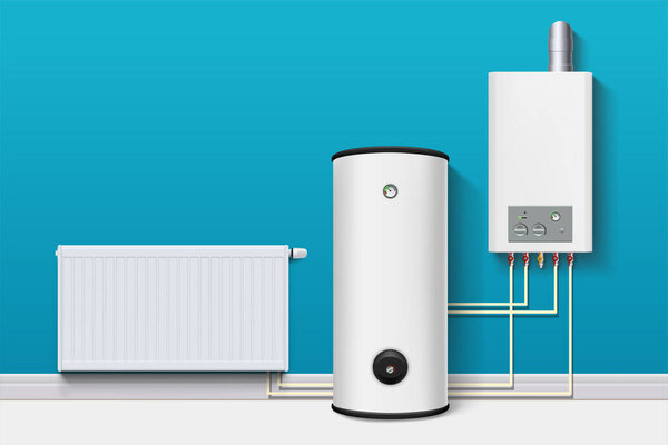 illustration of modern technology of house heating system and hot water