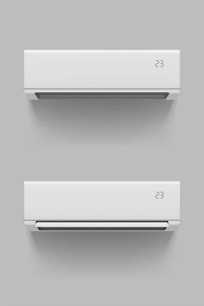 Illustration Deux Climatiseurs Différents Vue Face Dans Design Réaliste Avec — Image vectorielle