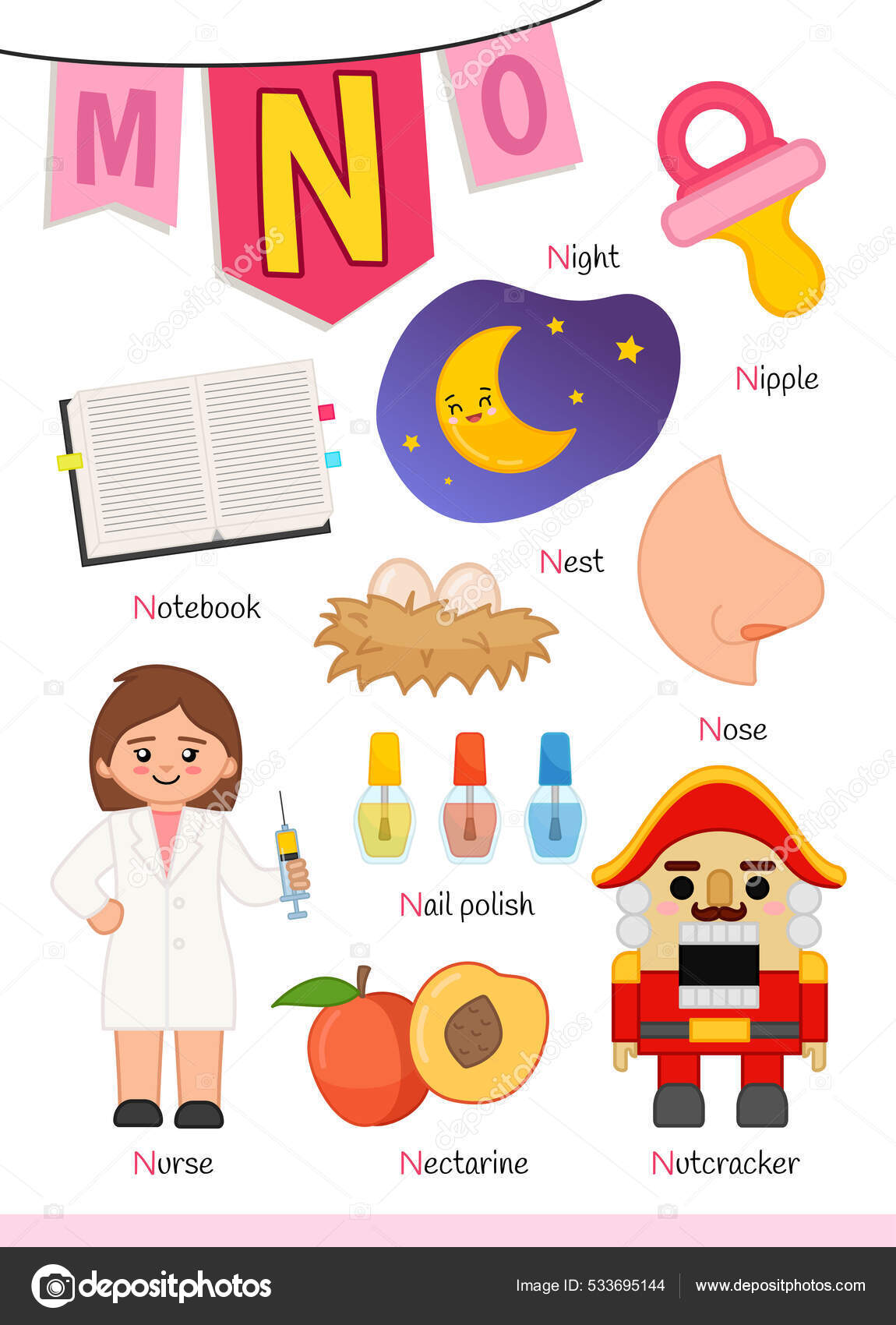 漫画のかわいい子供のイラストと英語のアルファベット 子供たちは教材を学ぶ 手紙n イラスト看護師 ネクタリン くるみ割り人形 ノートパッド ストックベクター C Igdeevaalena 漫画のかわいい子供のイラストと英語のアルファベット 子供たちは教材を学ぶ 手紙n イラスト看護師 ネクタリン くるみ割り人形 ノートパッド ストックベクター C Igdeevaalena
