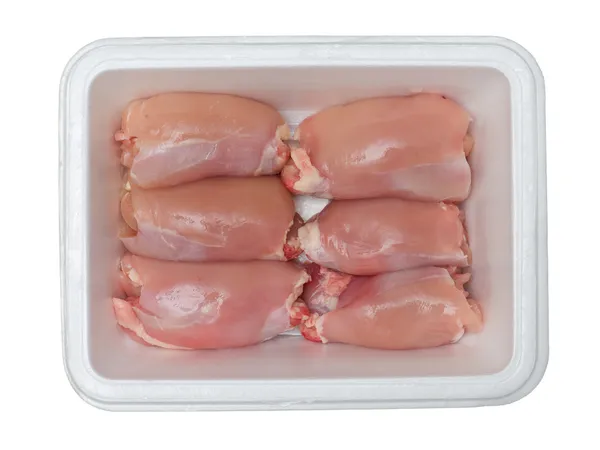 Coxas de frango sem pele frescas — Fotografia de Stock