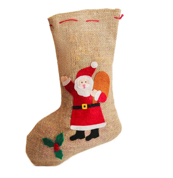 Hediyeli Noel Çorabı Yeni Yıl Tatil Beyaz Arka Planda Izole — Stok fotoğraf