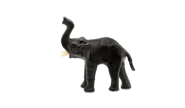 Elephant Figurine Made Genuine Leather Close Isolated White Background Animal — Stockfoto