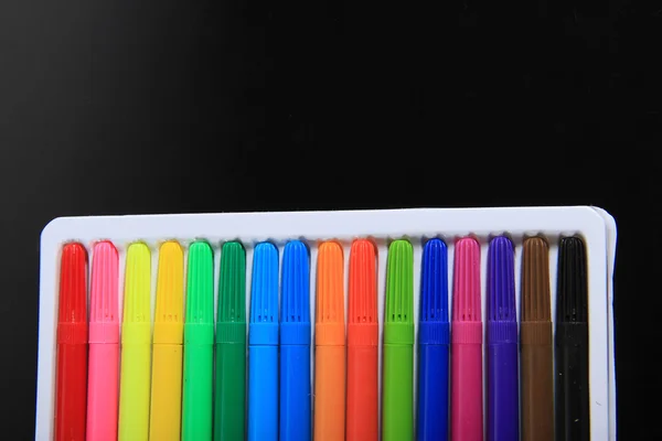 Close-up van kleur pennen — Stockfoto