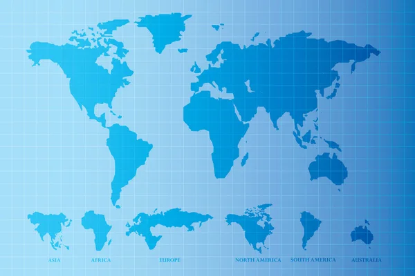 Vector Blue Print World Map — Stock Vector