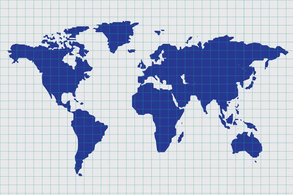 Vector Blue Print World Map — Stock Vector