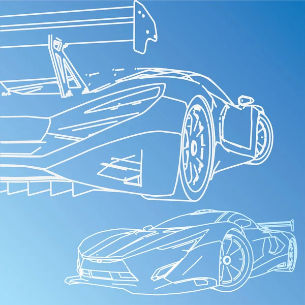 Sportwagen Sketch Blauwdruk — Stockvector