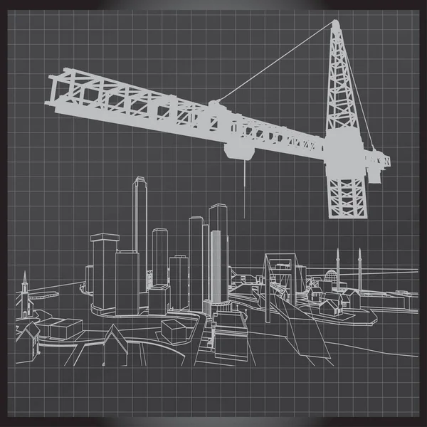 Construcción Edificio Vector Bosquejo Concepto — Archivo Imágenes Vectoriales