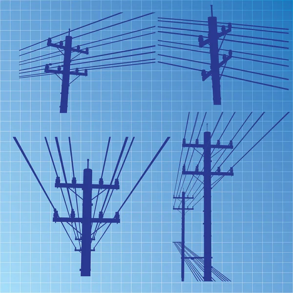 Electricity Poles Structures Construction — Stock Vector