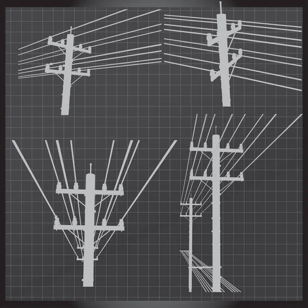 Bouw Van Elektriciteitspalen Structuren — Stockvector