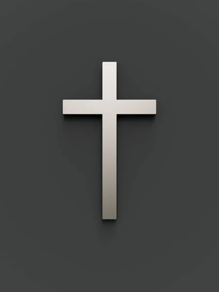 イラスト 灰色の背景にキリストの十字架の3Dレンダリング — ストック写真