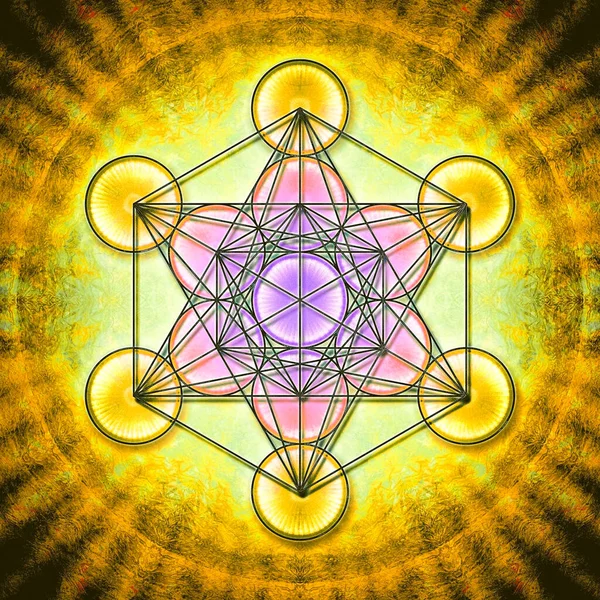 Sacred Geometry Metatron Cube Symbol — Stock Photo, Image