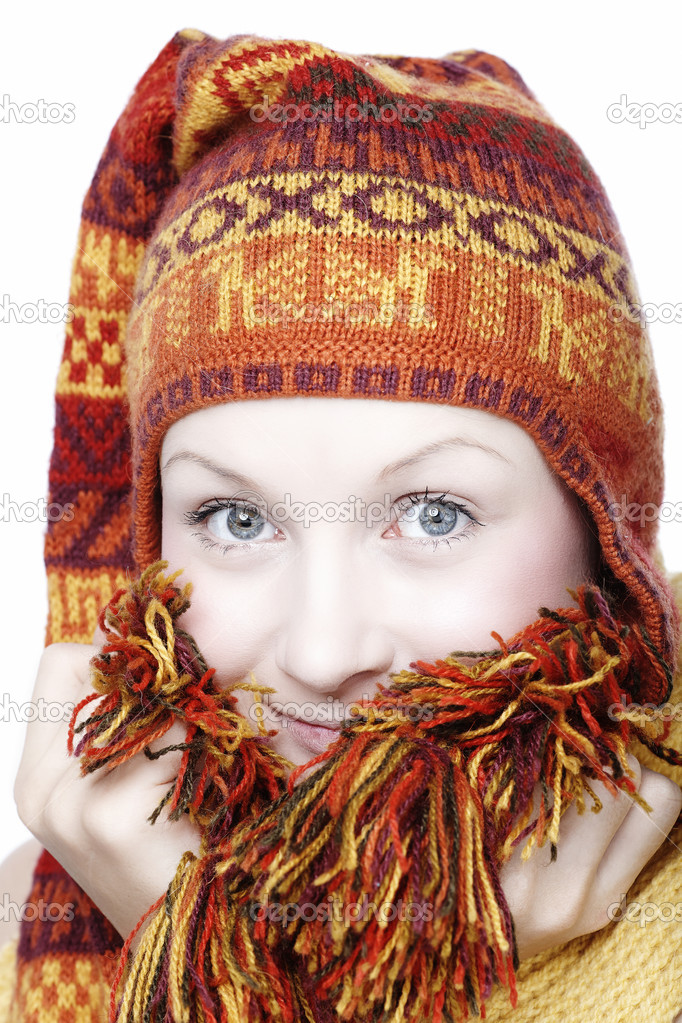 Woman in ethnic hat