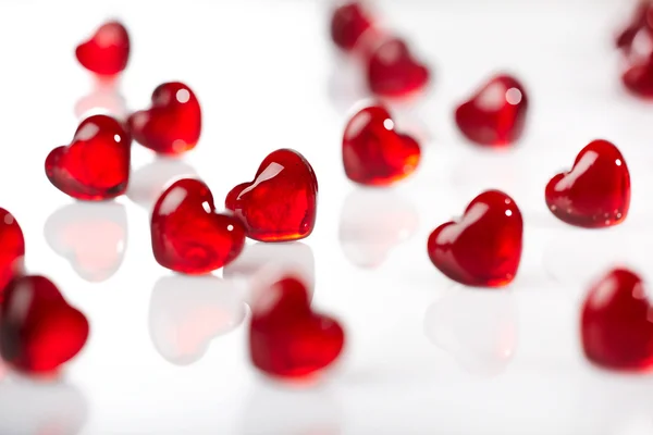 Πολλές καρδιές κόκκινο γυαλί — Φωτογραφία Αρχείου