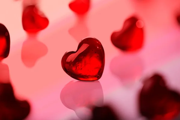 Κόκκινο γυαλί καρδιές — Φωτογραφία Αρχείου