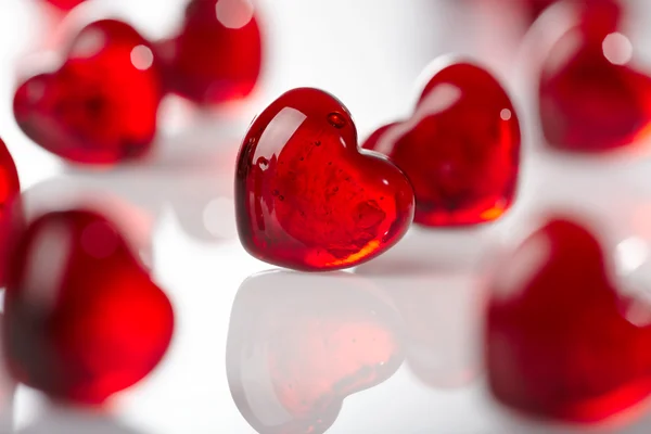 Many red glass hearts Royalty Free Stock Photos
