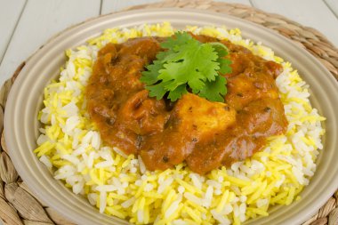Chicken Bhuna and Bicolour Pilau Rice clipart