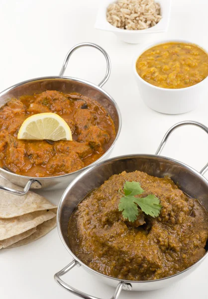 Goan Chicken Xacuti und Fleisch Madras — Stockfoto