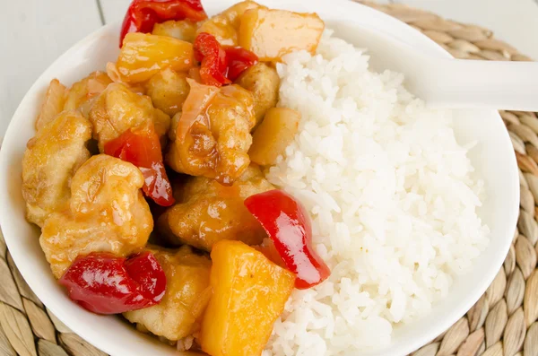 Sweet and Sour Chicken and Rice Stock Picture