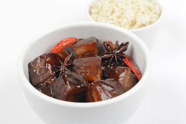 Red-Braised Belly Pork & Rice — Stock Photo, Image