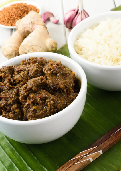 Beef Rendang & Sticky Rice — Stock Photo, Image