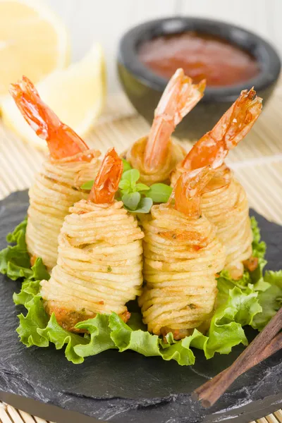 Potato String Prawns — Stock Photo, Image