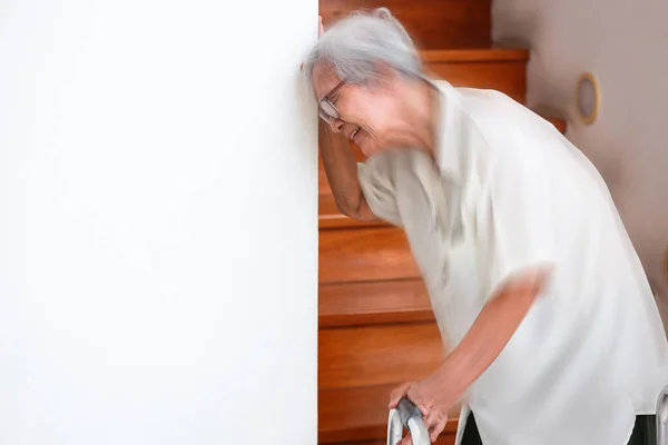 Sick Senior Woman Suffering Dizziness Giddiness Attack Vertigo Sensation Whirling — Stockfoto