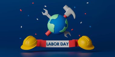 3D tasvir konsepti İşçi Bayramı illüstrasyonu.