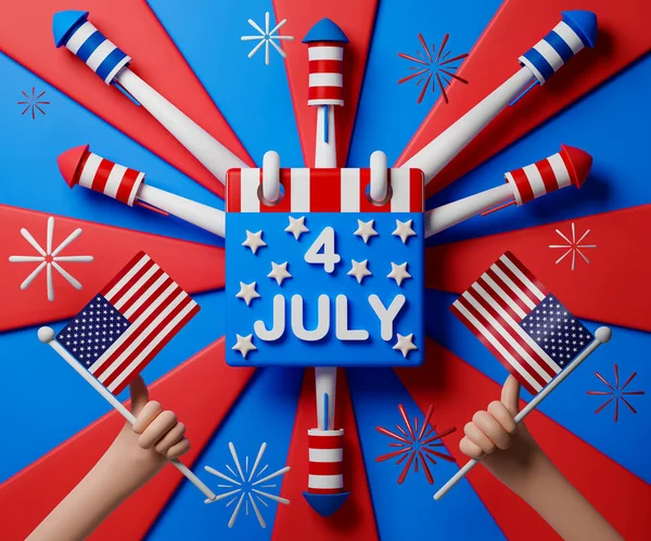 Waardoor Verenigde Staten Onafhankelijkheid Dag Illustratie Vier Juli Kalender Met — Stockfoto