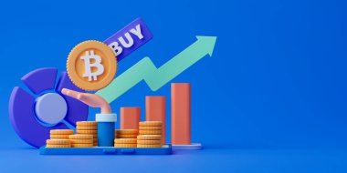 3d yorumlama kavramı kripto para ticareti illüstrasyonu.