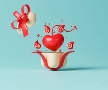 3d rendering concept blood donation illustration.