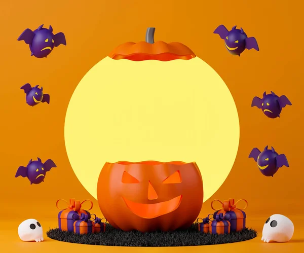 Rendering Halloween Day Illustration Copy Space Text Message Big Jack — 스톡 사진