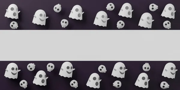 Vykreslování Halloween Den Banner Ilustrace Kopírovacím Prostorem Pro Text Nebo — Stock fotografie