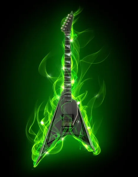 Гитара в огне — стоковое фото