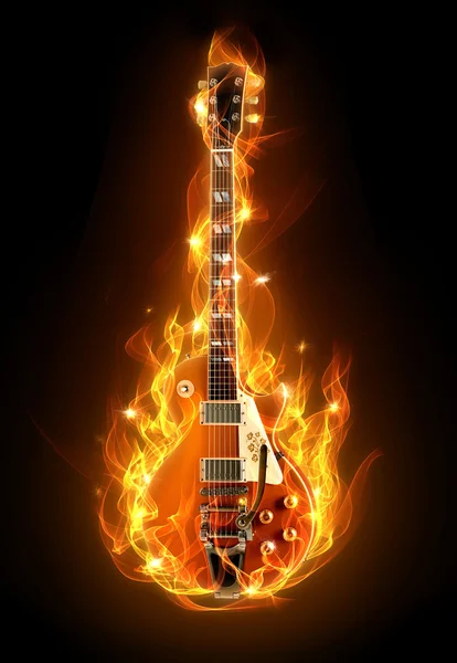 Guitarra fogo — Fotografia de Stock