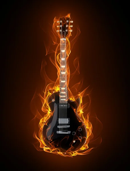 Guitarra fogo — Fotografia de Stock