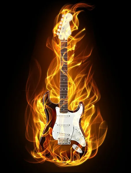 Fire guitar — Stock Photo, Image