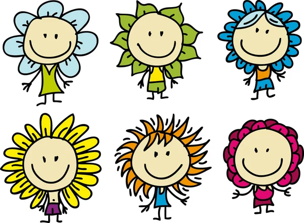 KIds are fowers — Stock Vector