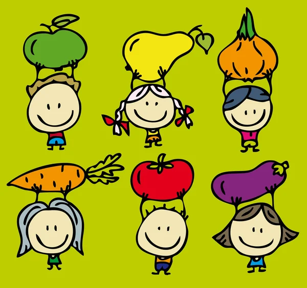 Niños y verduras — Archivo Imágenes Vectoriales